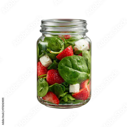 Fresh Strawberry Spinach Salad in a Mason Jar - Healthy Meal Prep