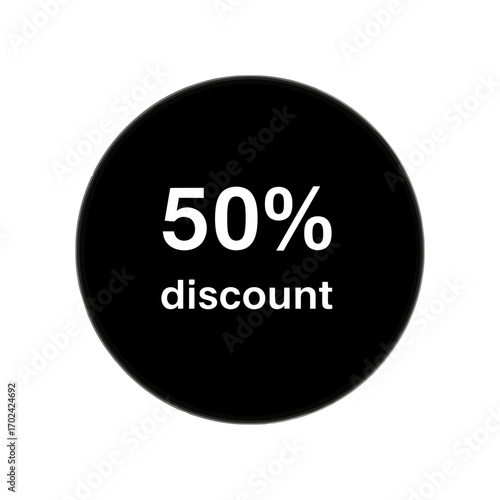 Fifty percent discount offer in black circle