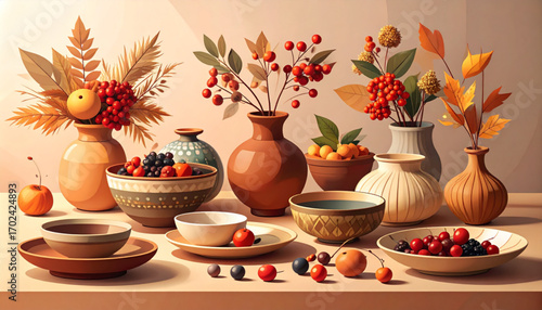 Nature-Inspired Still Life with Exotic Objects