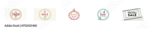 Dia de las Velitas sale labels with candles festive elements light