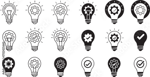 Lightbulb and Gear Icons Representing Ideas and Solutions