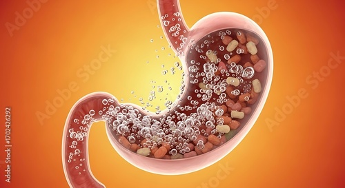 Human Digestive System Stomach Anatomy Illustration.