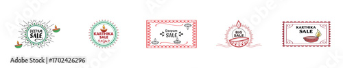 Karthika Deepam sale banners with traditional Indian oil lamps diya