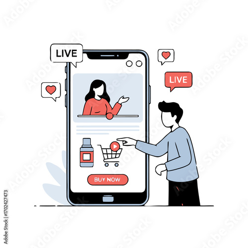 Man watching a live stream on his smartphone