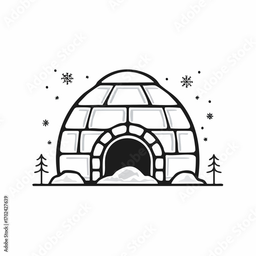 Arctic Igloo A Minimalist Line Art Design
