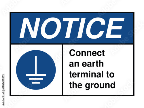 Connect Earth Terminal to Ground Safety Sign – Electrical Grounding Symbol for Industrial Zones, Equipment Safety, Public Infrastructure Compliance – High-Quality Vectorial Image