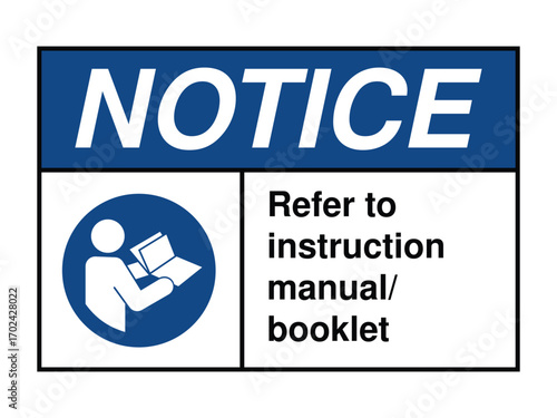 Refer to Instruction Manual/Booklet Safety Sign – Operational Guidance Symbol for Equipment Use, Workplace Compliance, Public Facility Safety – High-Quality Vectorial Image