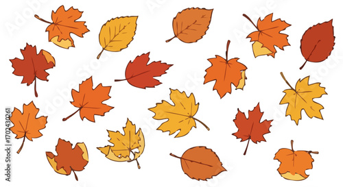 Of collection of colorful autumn leaves illustration