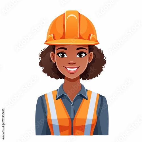 Smiling Construction Worker with Green Eyes and Safety Gear Portrait