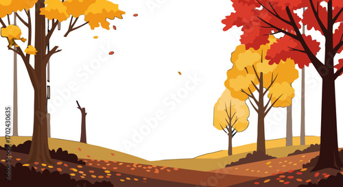 Autumn landscape with colorful trees illustration