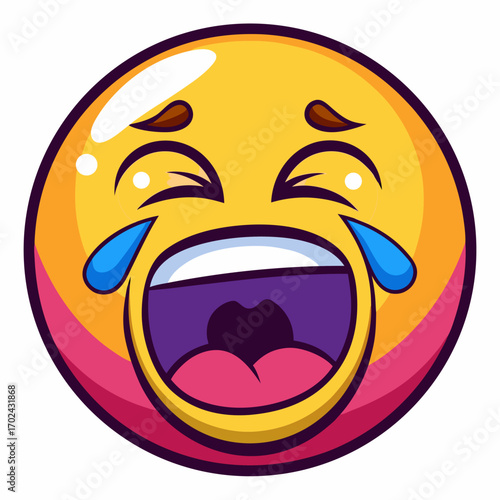 Emoticon face crying tears of sadness expressing distress emotion icon symbol object