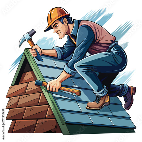 Professional Roofer Illustration