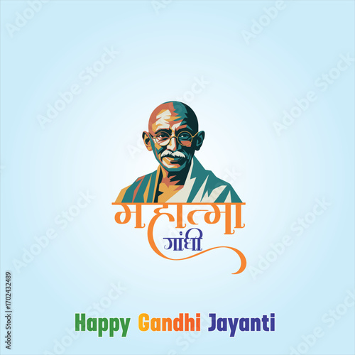 Happy Gandhi Jayanti 2 October Digital Painting of Mahatma Gandhi vector art  Remembering the Eternal Legacy of the Father of the Nation Who Lived for Truth and Justice