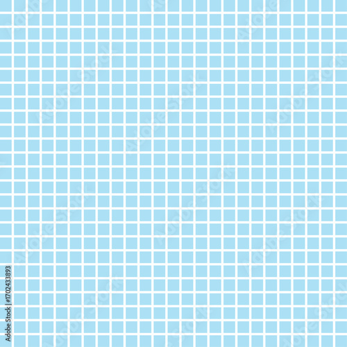 Seamless vector pattern of small blue square tiles arranged in a grid, perfect for backgrounds, wallpapers, swimming pool designs, bathroom and kitchen decoration, and modern surface textures.