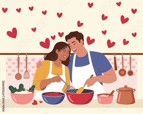 Couple Cooking Together A Romantic Kitchen Scene