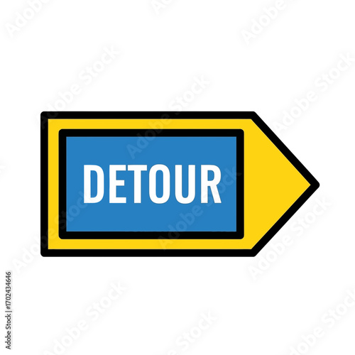 Detour sign indicates change on isolated route graphic