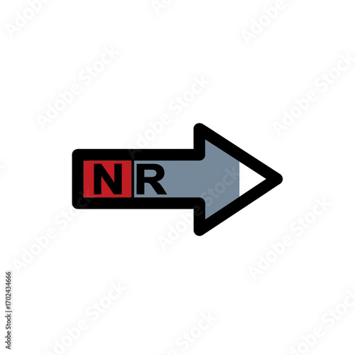 Gray arrow displays direction within digital illustration