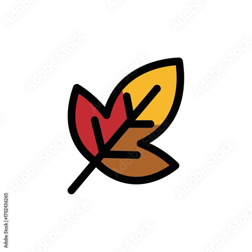 Autumn leaf icon displays seasonal color change single vector graphic isolated