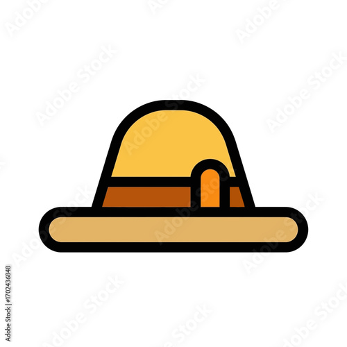 Yellow hat protects from sun outdoors naturally
