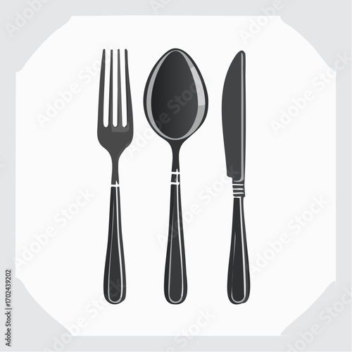 Elegant Silverware Set Fork Spoon and Knife Arrangement for Dining