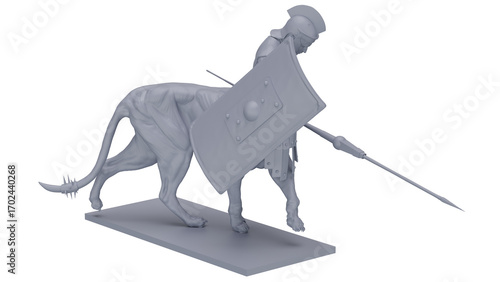Billede på lærred 3d rendering roman soldier sculpture with horse legs
