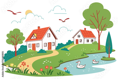 landscape with houses