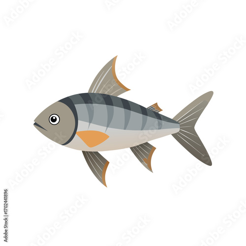 Stylized illustration of a striped fish isolated on white background