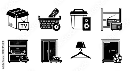 Moving and Storage Icons Household Items for Relocation