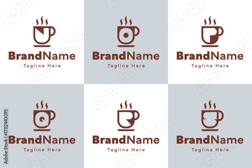 Letter N O P Q R S Coffee Cup Logo Set, symbolizing warmth, energy, and friendly gatherings