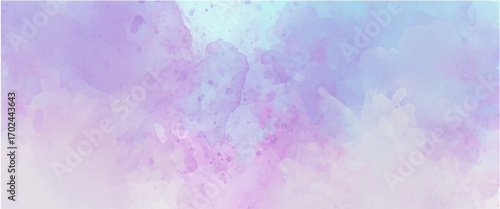 Vector fantasy smooth light pink, purple shades and blue watercolor paper textured.