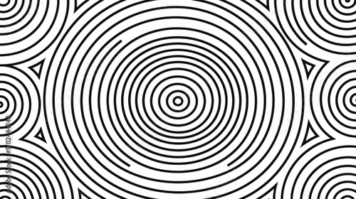 Black and white concentric circle pattern in abstract design  