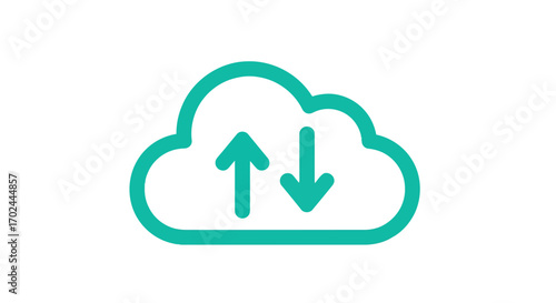 Vector illustration of cloud icon with upload and download arrows