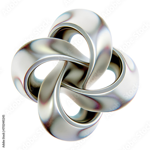 chrome abstract shape 3d icon isolated on the transparent background