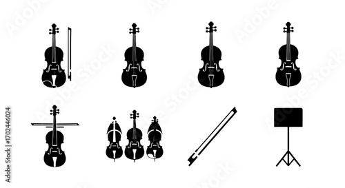 Musical Instruments Black and White Icons