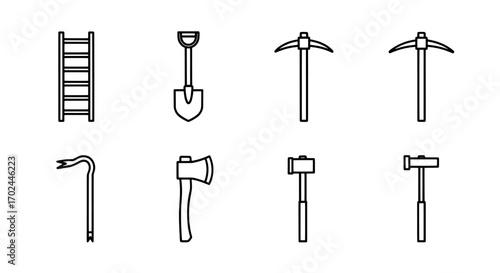 Line Art Collection of Various Construction Tools