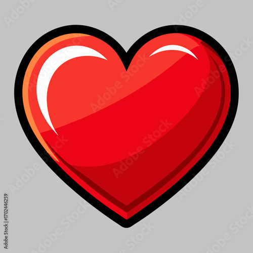 Vibrant red heart symbol representing love romance affection and emotion
