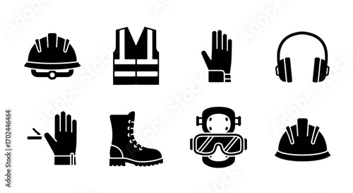 Safety Equipment Icons Protection for Workplace Hazards