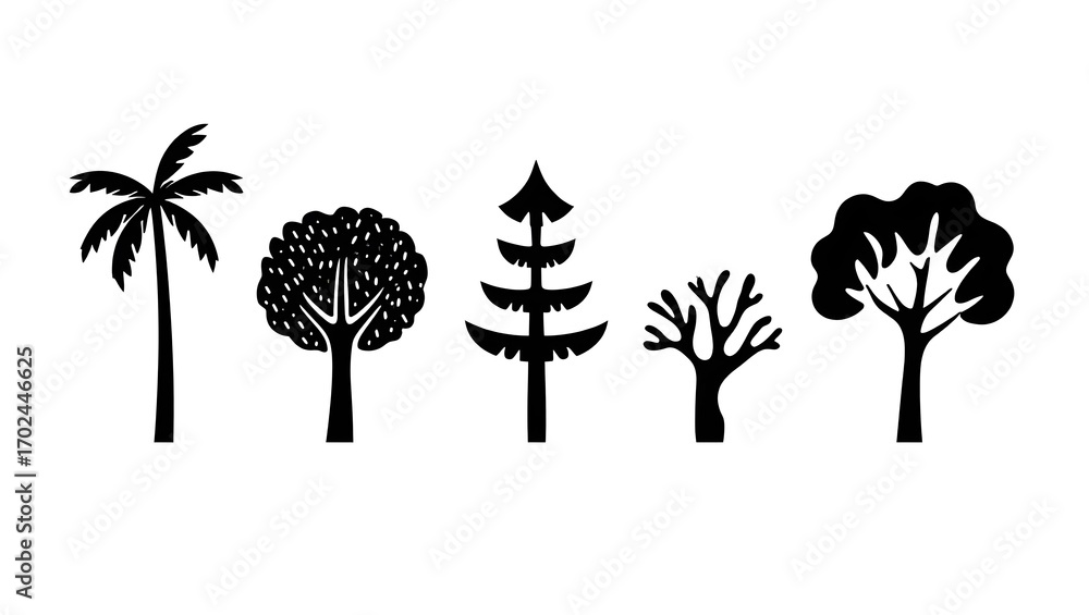 Fototapeta premium Tree Silhouettes Collection
