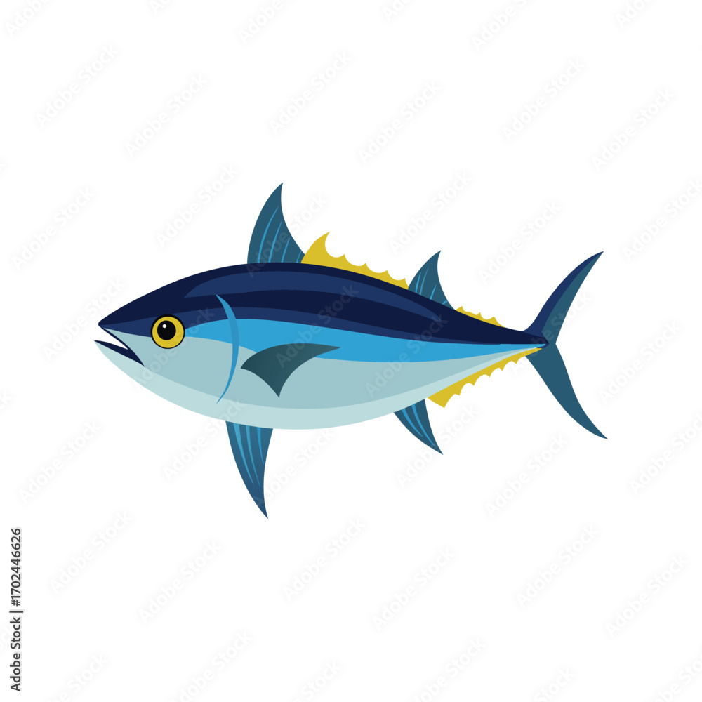 Fototapeta premium Cartoon tuna fish isolated on white background