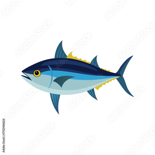 Cartoon tuna fish isolated on white background