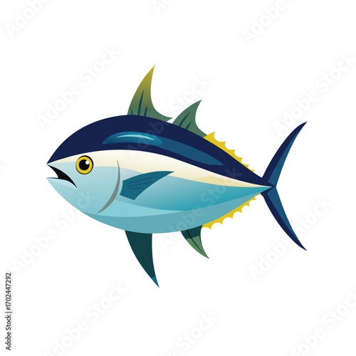A cartoon illustration of a tuna fish isolated on a white background