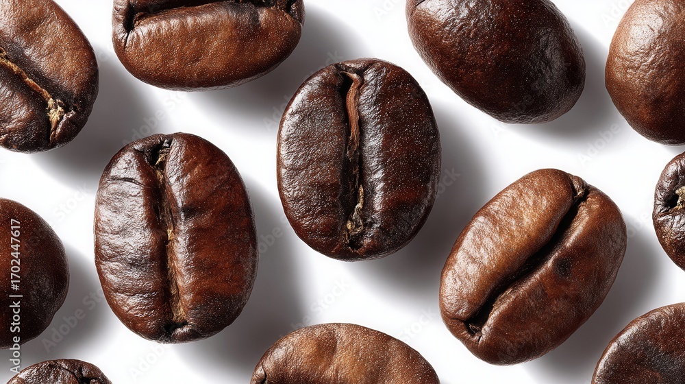 Fototapeta premium Roasted coffee beans on plain background