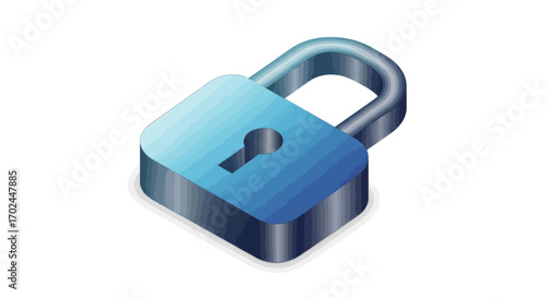 Blue Metallic Padlock with Keyhole Security Concept.