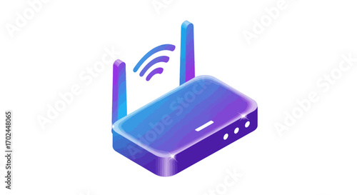 Isometric Illustration of a Modern Wireless Router.