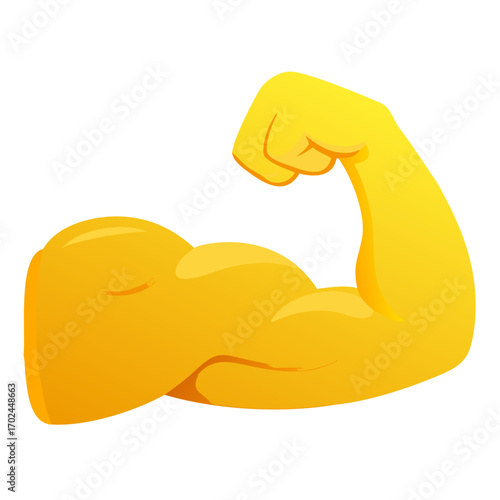 A visual representation of strength and power, in the form of a flexed bicep emoji. transparent background