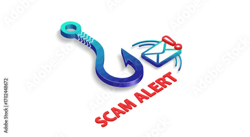 Fishing Hook Email Scam Alert Graphic.