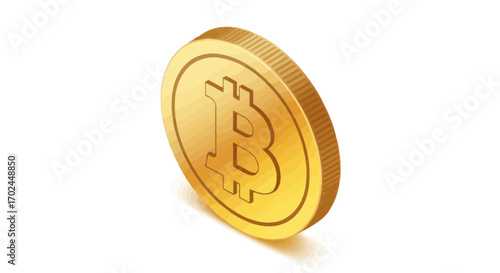 Gold Bitcoin Cryptocurrency Coin with Iconic Symbol.
