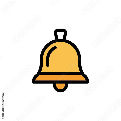 Golden bell rings notification sound within graphic design