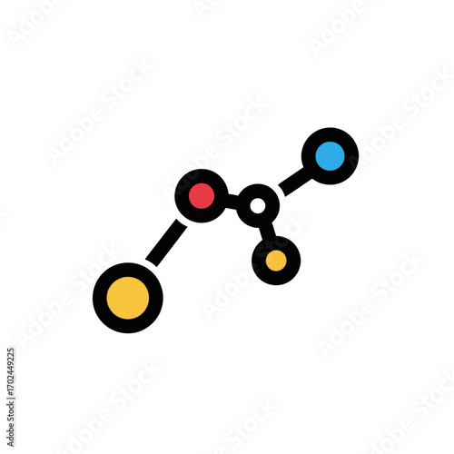 Molecule structure connects dots in network illustration isolated