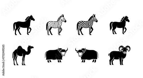 Wild Animal Silhouettes Horse, Zebra, Camel, and More